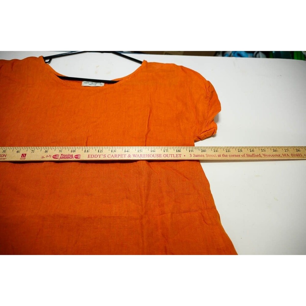 Terzo Millennio Linen Blouse Top S Italy Short Sleeve Spring - Picture 4 of 7